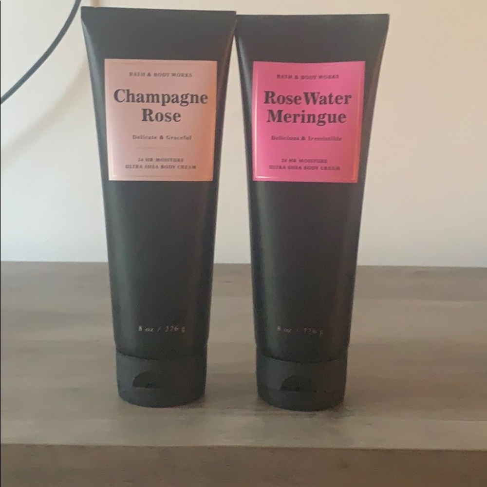 Bath and body’s works lotions. “Rose Collection”